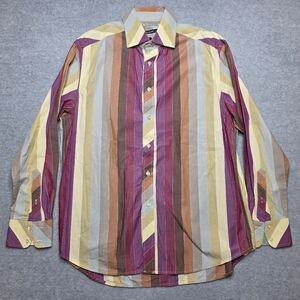 Robert Graham Men's Button-Up Shirt Size L Multicolor Striped Long Sleeves